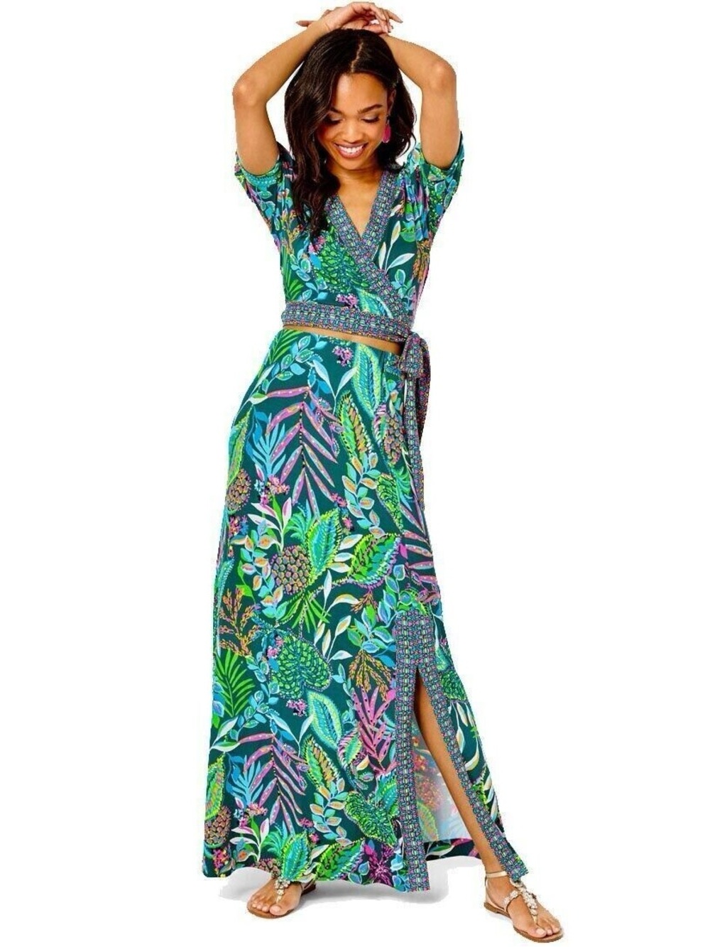 Lilly Pulitzer Sailynn Maxi Set Sunshine Jungle Top & Skirt - small